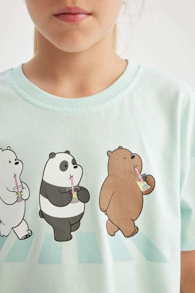 Kız Çocuk We Bare Bears Bisiklet Yaka Kısa Kollu Tişört