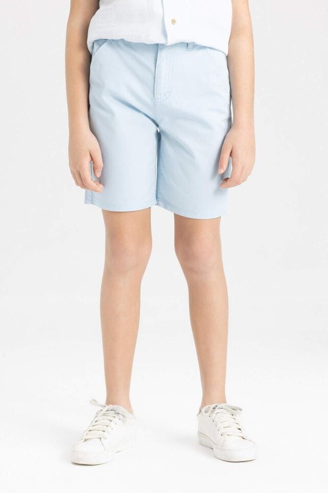 Erkek Çocuk Cepli Basic Düz Gabardin Şort