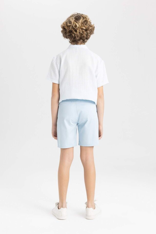 Erkek Çocuk Cepli Basic Düz Gabardin Şort
