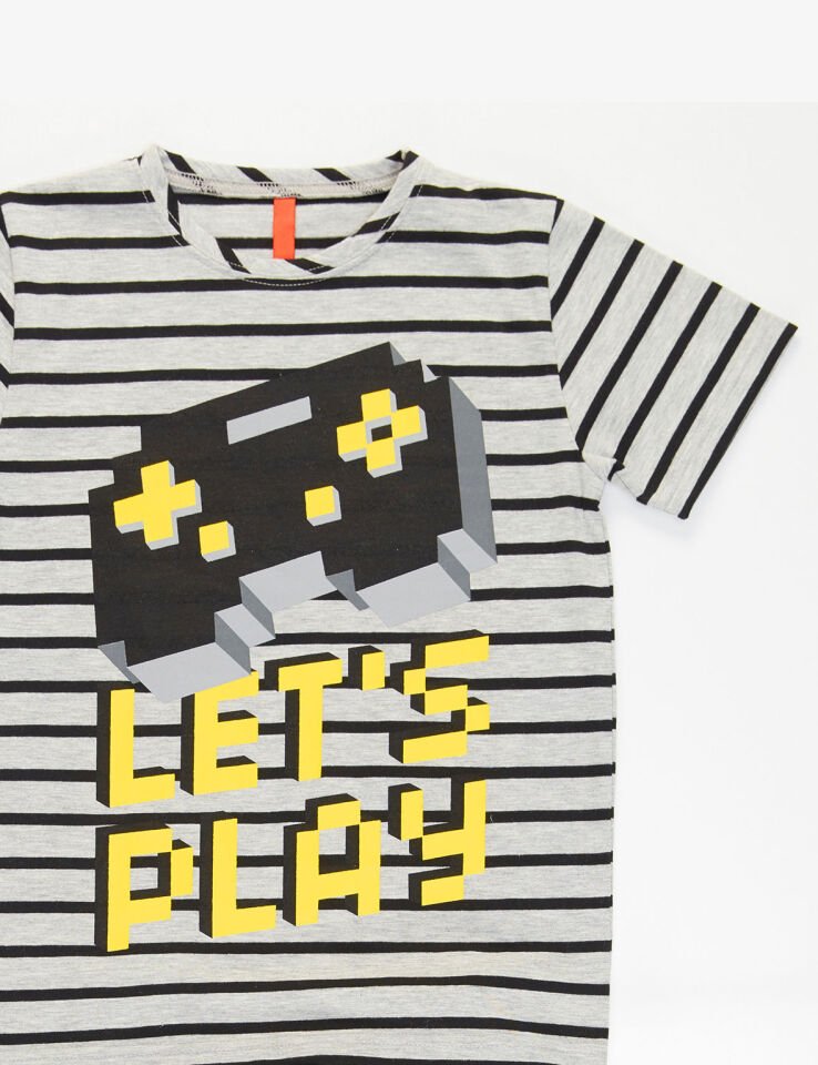 Lets Play Erkek Çocuk T-shirt Kapri Şort Takım 5 Y - Gri Koyu Gri
