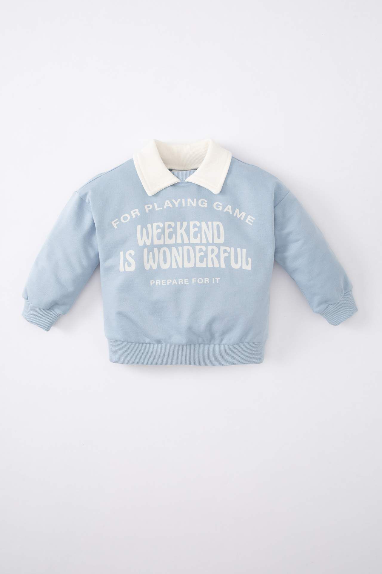 Erkek Bebek Gömlek Yaka Baskılı Sweatshirt