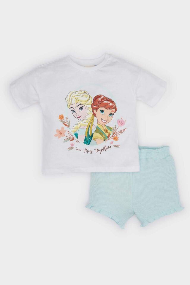 Kız Bebek Frozen 2'li Takım Kısa Kollu Tişört Beli Lastikli Şort