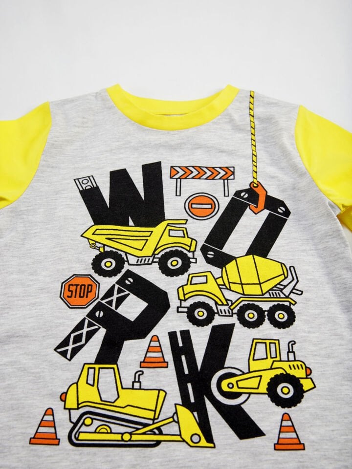 Work Erkek Çocuk T-shirt Pantolon Takım 7 Y - Siyah, Sarı