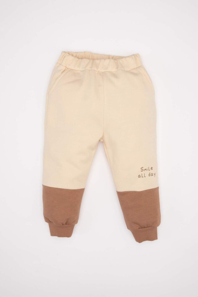 Erkek Bebek 2'li Takım Kapüşonlu Baskılı Sweatshirt Beli Lastikli Jogger Eşofman Altı