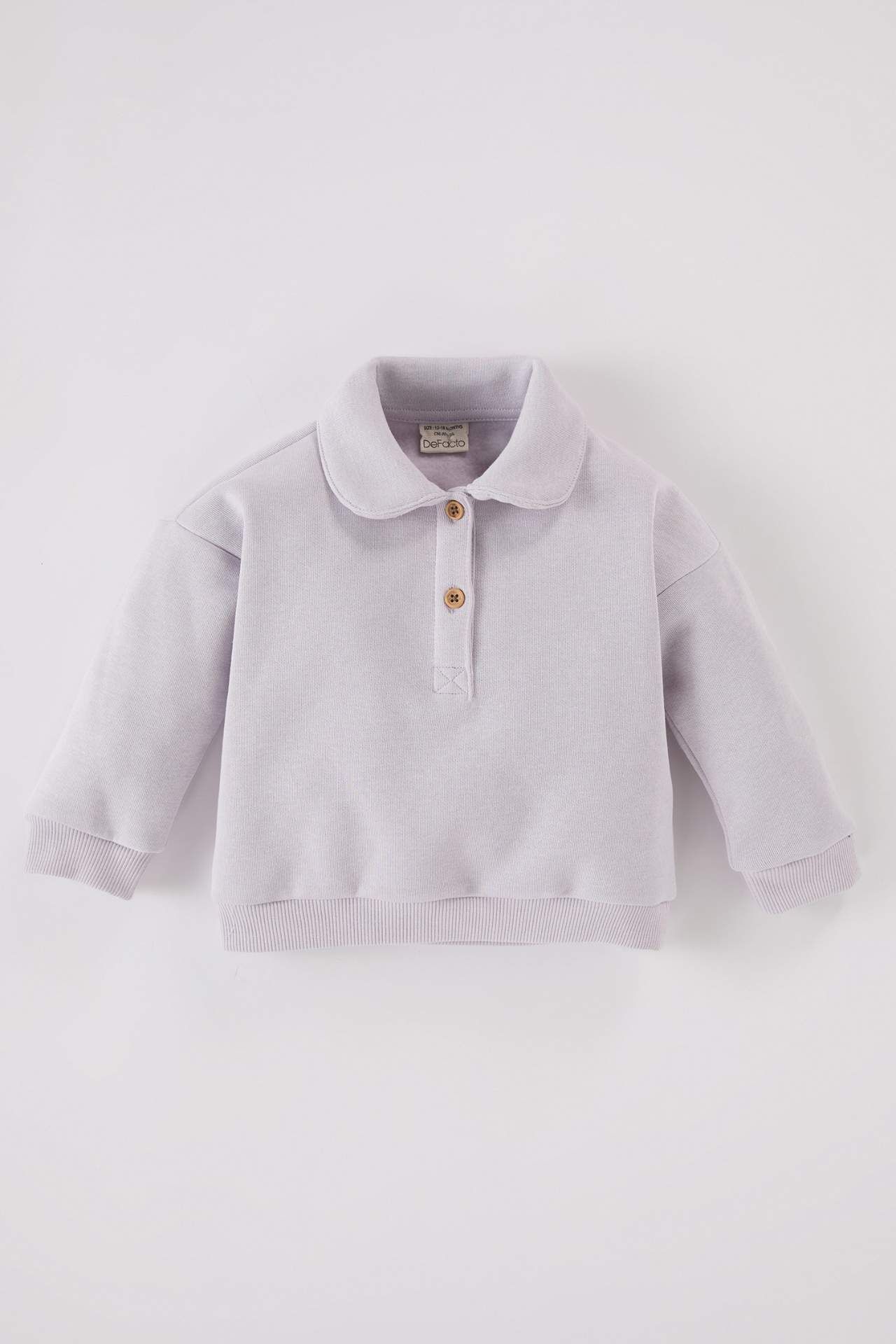 Kız Bebek Bebe Yaka Düğmeli İçi Yumuşak Tüylü Sweatshirt