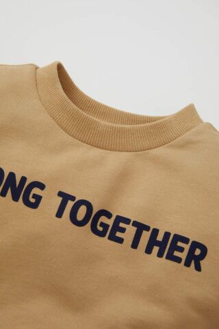 Erkek Bebek 2'li Takım Baskılı Bisiklet Yaka Sweatshirt Beli Lastikli Cepli Eşofman Altı