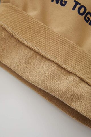 Erkek Bebek 2'li Takım Baskılı Bisiklet Yaka Sweatshirt Beli Lastikli Cepli Eşofman Altı