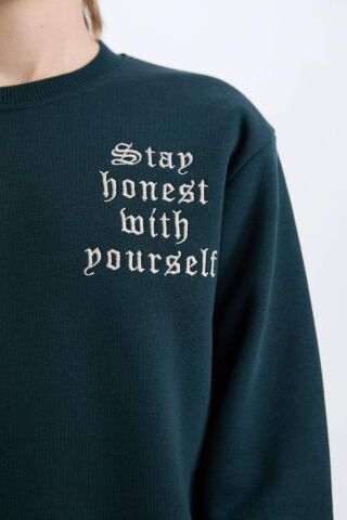 Erkek Çocuk Bisiklet Yaka Baskılı Sweatshirt