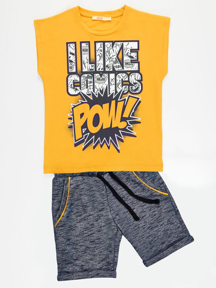 Comics Erkek Çocuk T-shirt Şort Takım 4 Y - Siyah Sarı