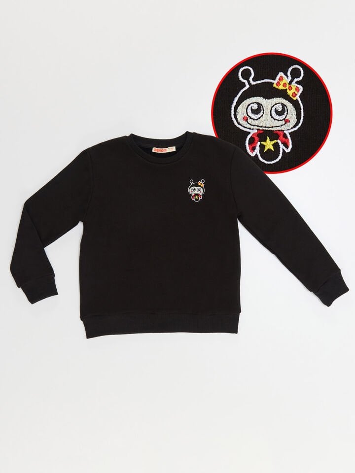 Uğurböceği Kız Çocuk Siyah Sweatshirt