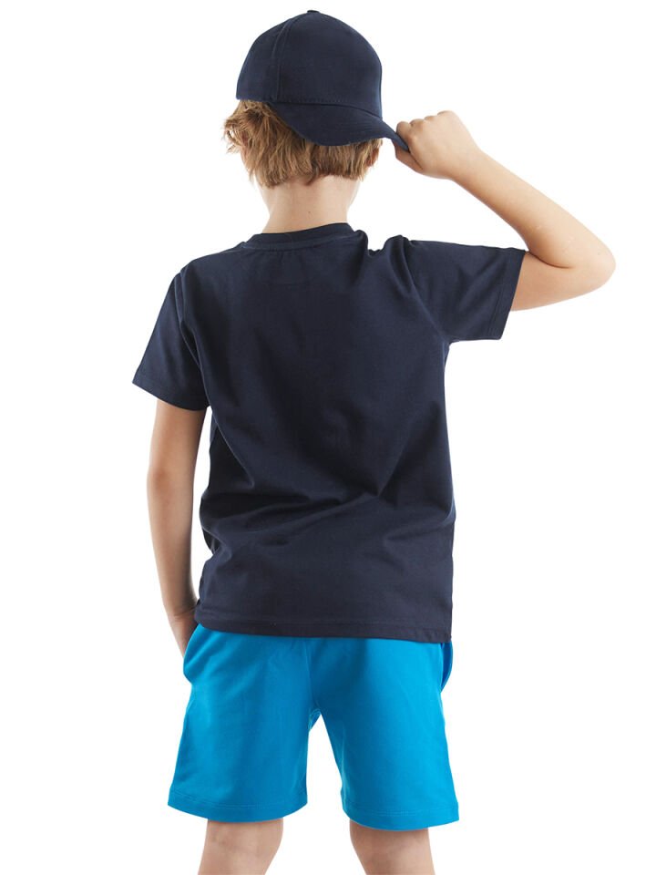 Shark Surf Erkek Çocuk T-shirt Şort Takım 8 Y - Mavi, Lacivert