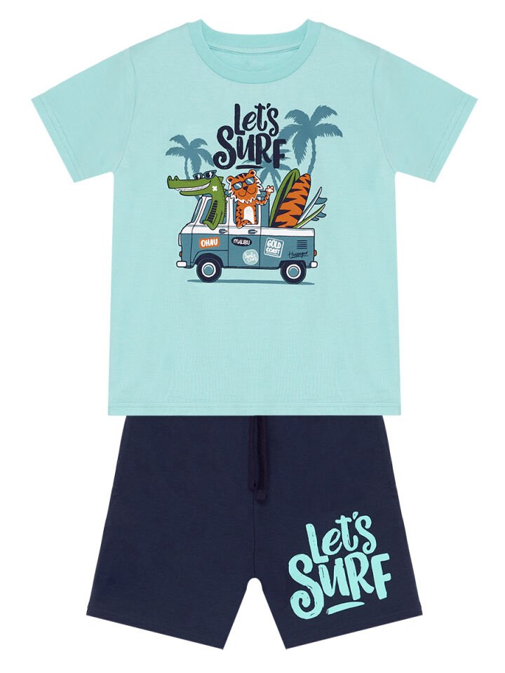 Let's Surf Erkek Çocuk T-shirt Şort Takım 7 Y - Mavi