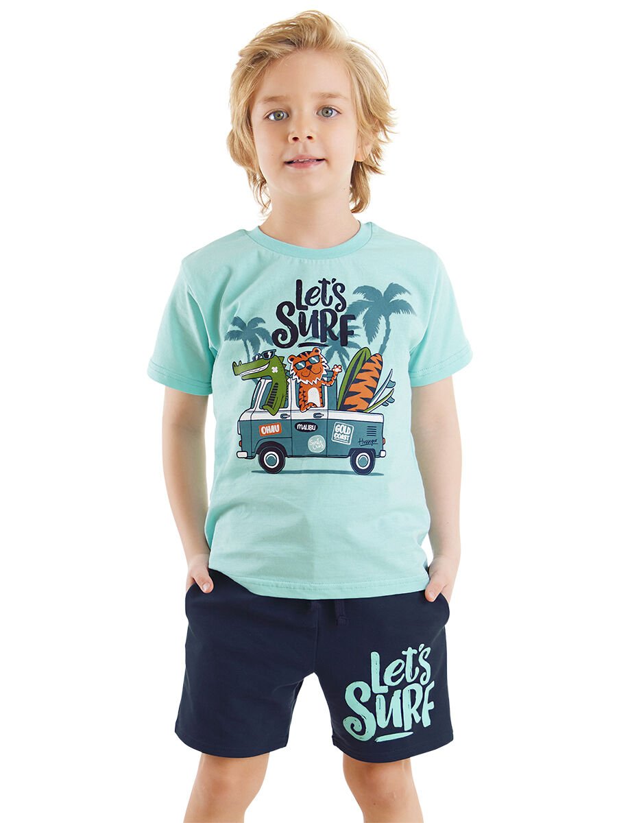 Let's Surf Erkek Çocuk T-shirt Şort Takım 8 Y - Mavi