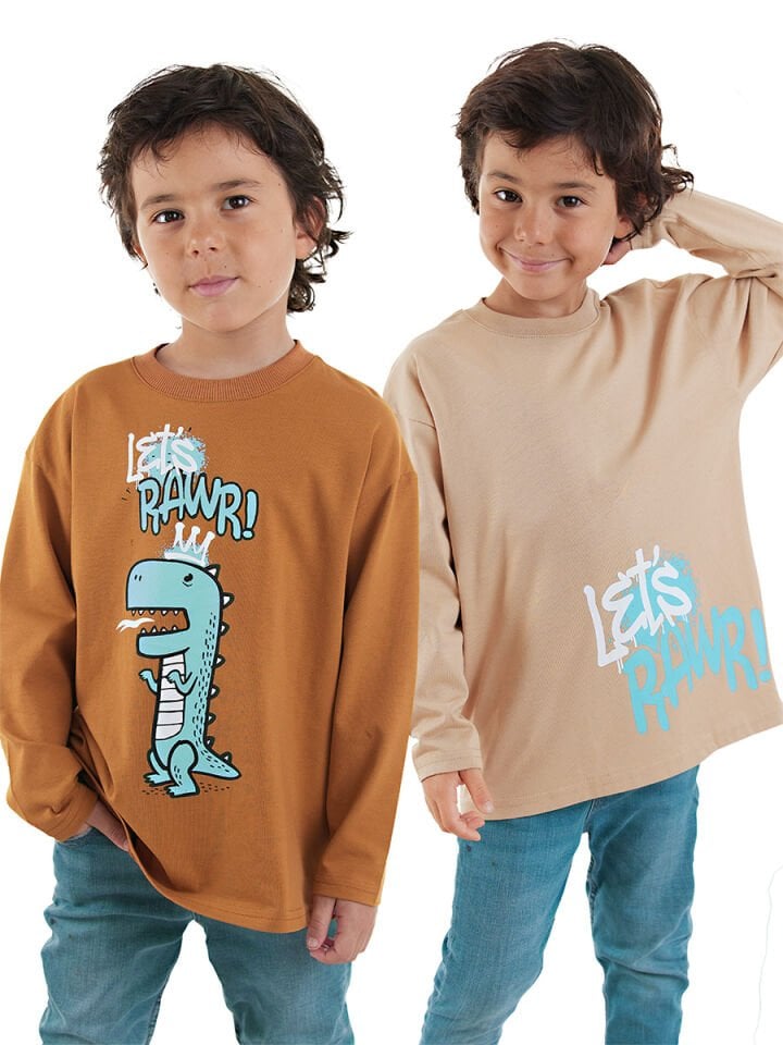 Let's Rawr Erkek Çocuk 2'li Paket T-shirt 8 Y - Çok Renkli