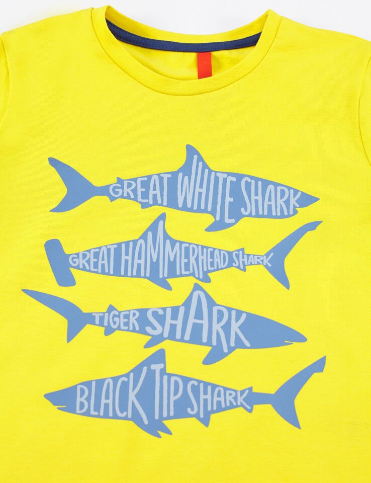 Sharks Erkek Çocuk T-shirt Şort Takım 2 Y - Sarı lacivert