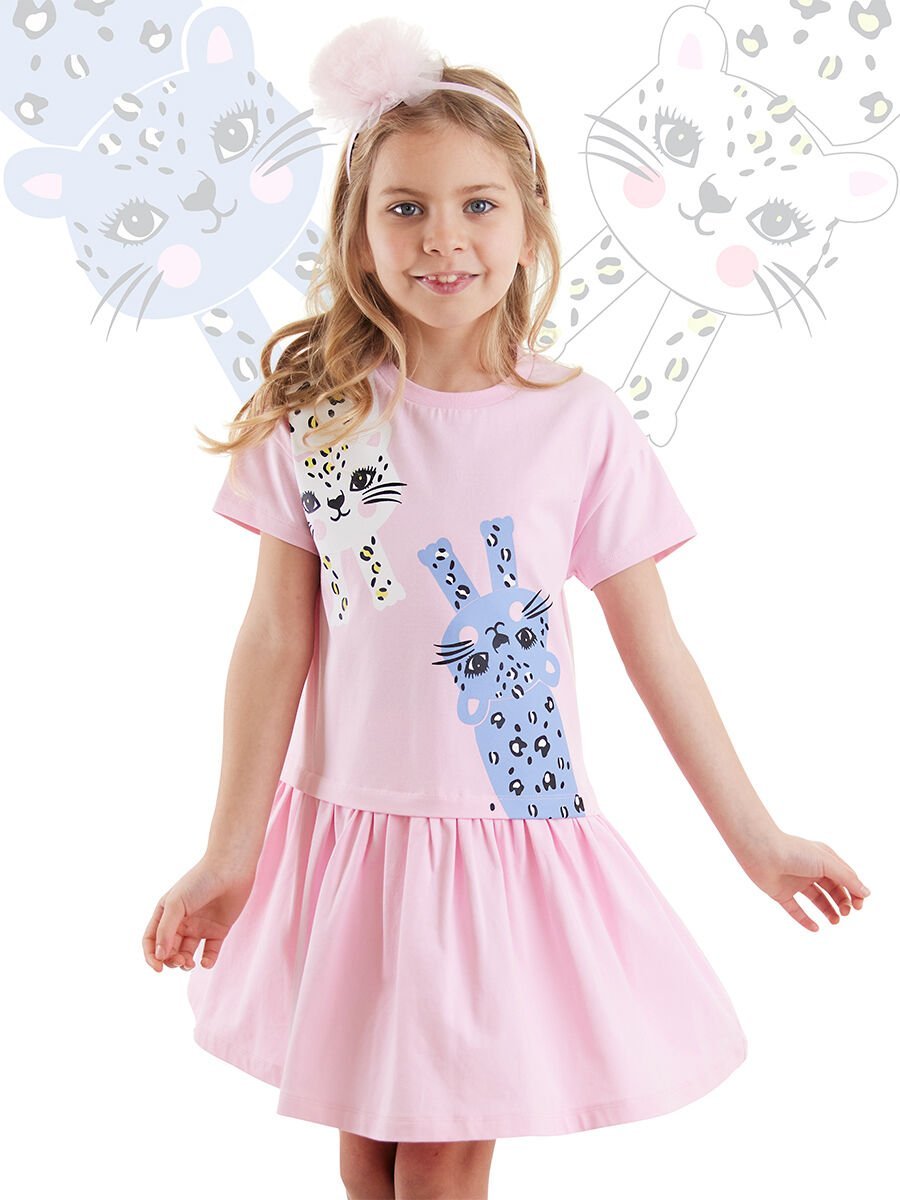 Muzip Kediler Kız Çocuk Elbise