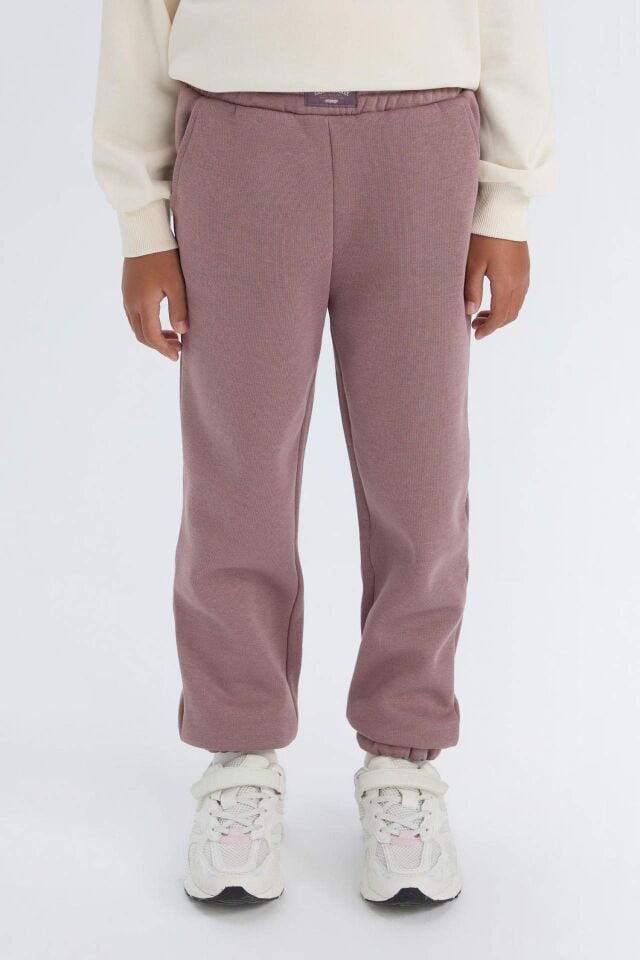 Kız Çocuk Standart Fit Beli Paçası Lastikli Cepli Kalın Jogger Eşofman Altı