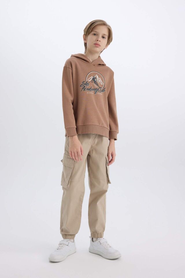 Erkek Çocuk Kapüşonlu Baskılı Sweatshirt