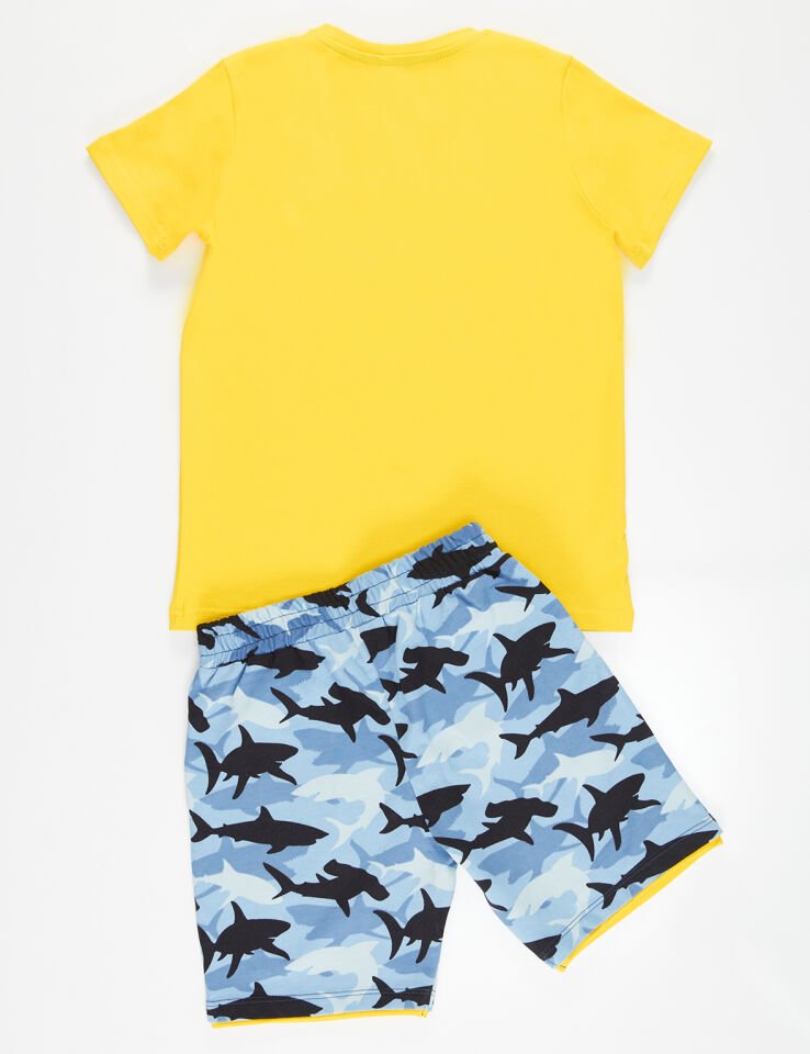 Sharks Erkek Çocuk T-shirt Şort Takım 5 Y - Sarı lacivert