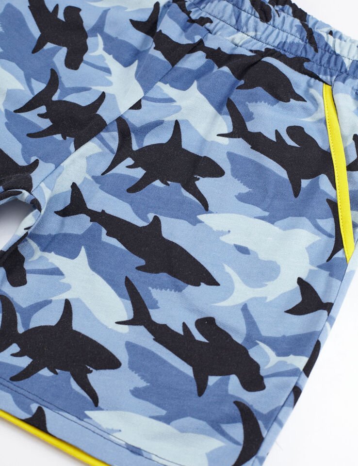 Sharks Erkek Çocuk T-shirt Şort Takım 5 Y - Sarı lacivert
