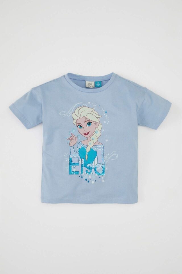 Kız Bebek Frozen Bisiklet Yaka Kısa Kollu Tişört