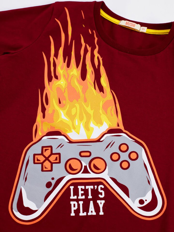 Play Game Erkek Çocuk T-shirt Kapri Şort Takım 4 Y - Bordo, Gri