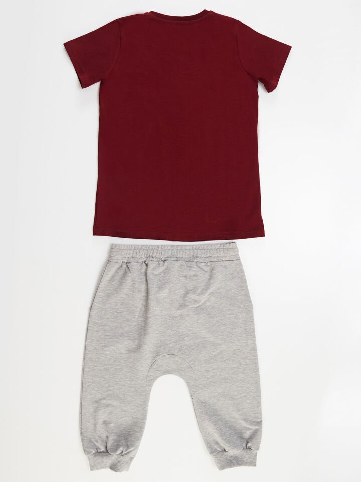 Play Game Erkek Çocuk T-shirt Kapri Şort Takım 5 Y - Bordo, Gri