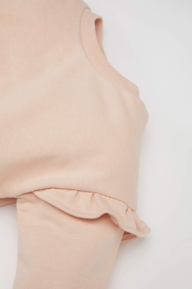 Kız Bebek Bisiklet Yaka Baskılı 2'li Sweatshirt