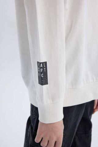 Erkek Çocuk Oversize Geniş Kalıp Kapüşonlu Baskılı Sweatshirt