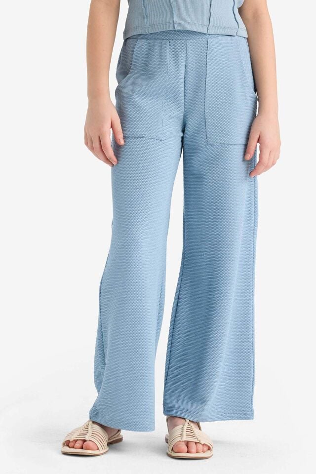 Kız Çocuk Wide Leg Geniş Bol Paça Beli Lastikli Eşofman Altı