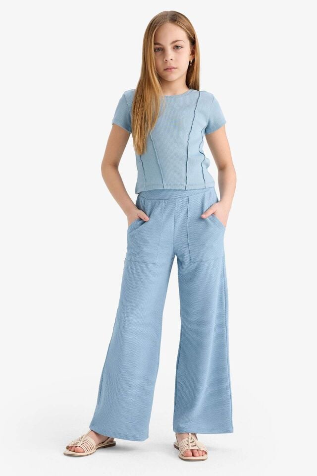 Kız Çocuk Wide Leg Geniş Bol Paça Beli Lastikli Eşofman Altı