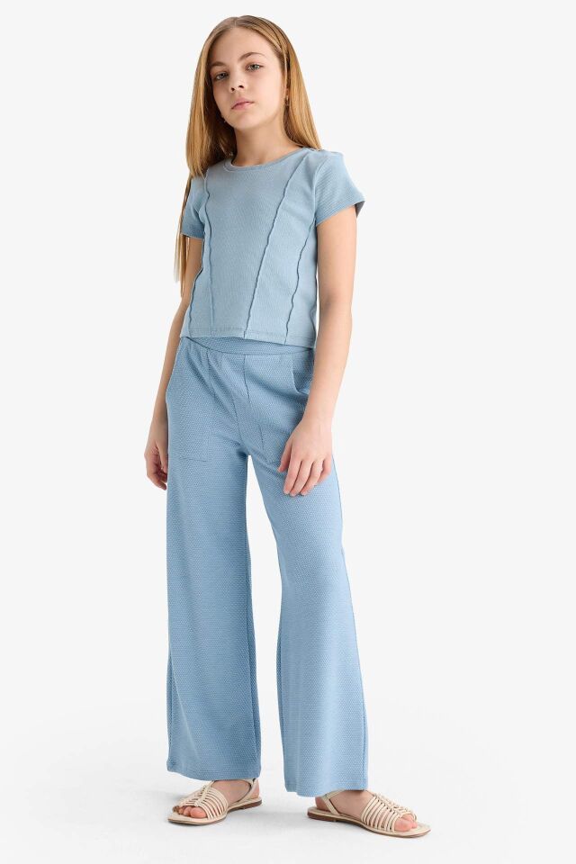 Kız Çocuk Wide Leg Geniş Bol Paça Beli Lastikli Eşofman Altı