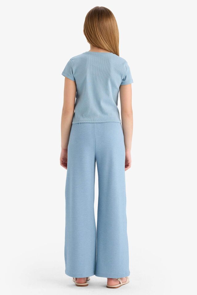 Kız Çocuk Wide Leg Geniş Bol Paça Beli Lastikli Eşofman Altı