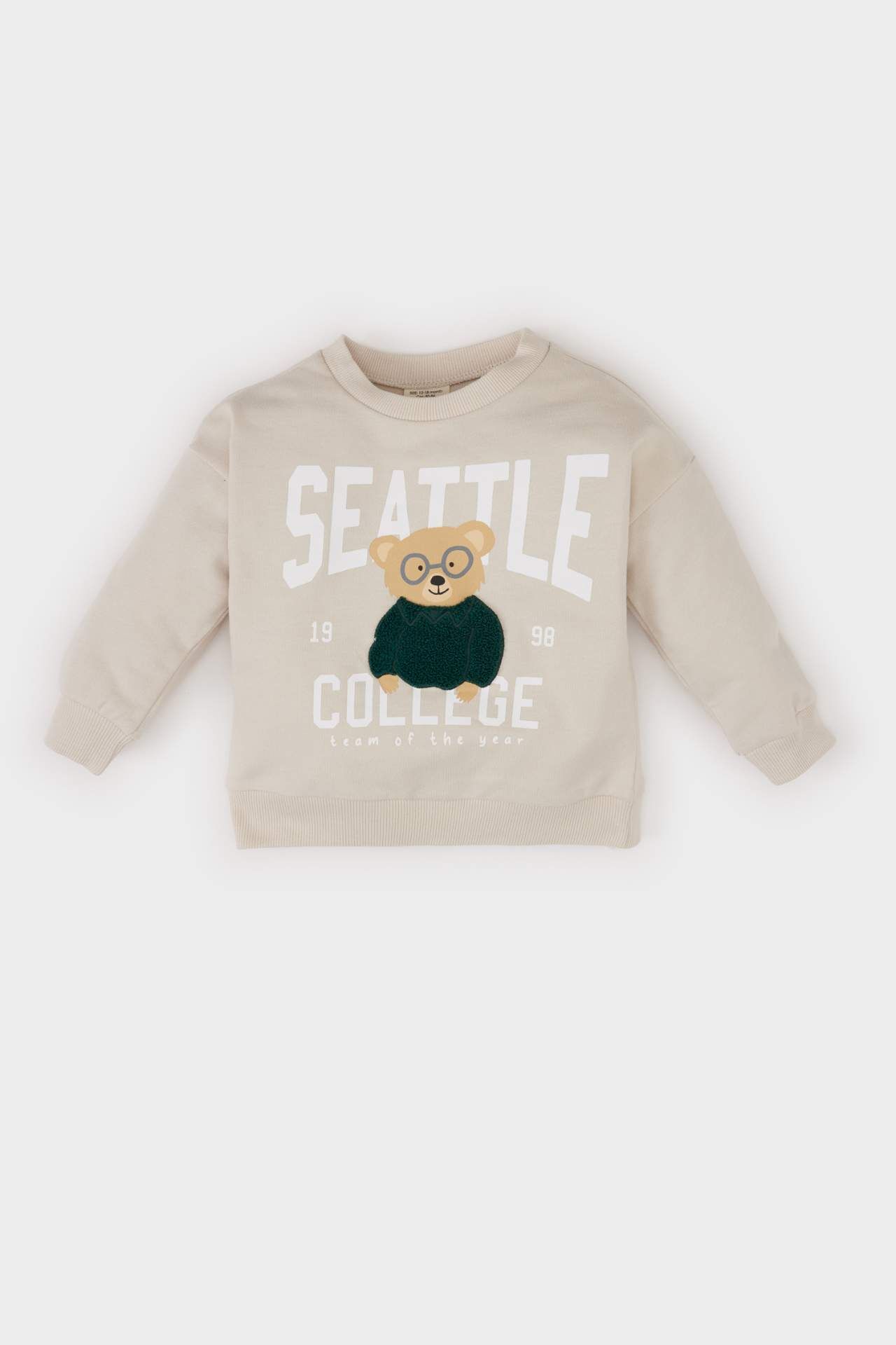 Erkek Bebek Bisiklet Yaka Baskılı Sweatshirt