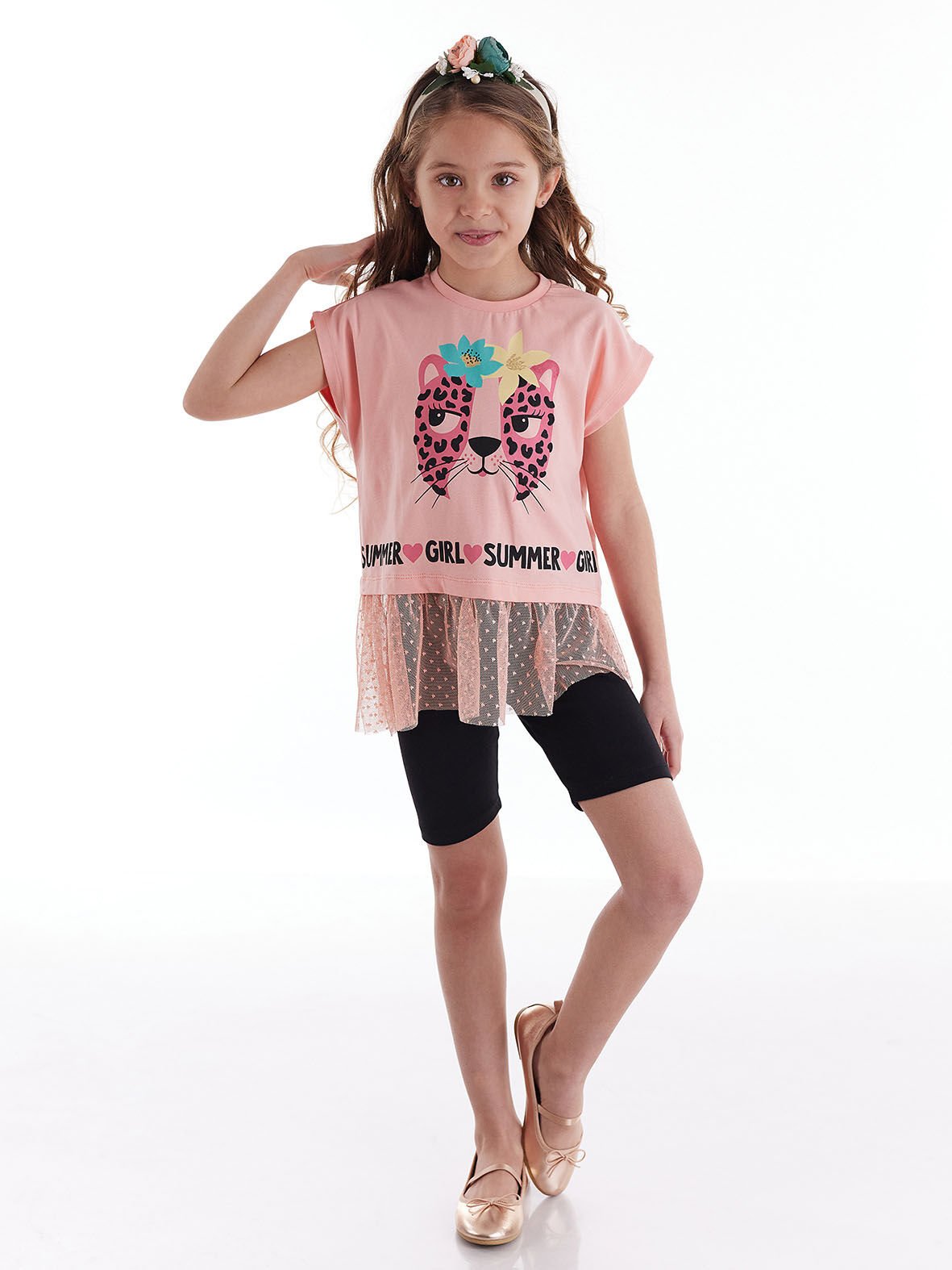 Summer Girl Kız Çocuk Tunik Tayt Takım 4 Y - Pembe, Siyah