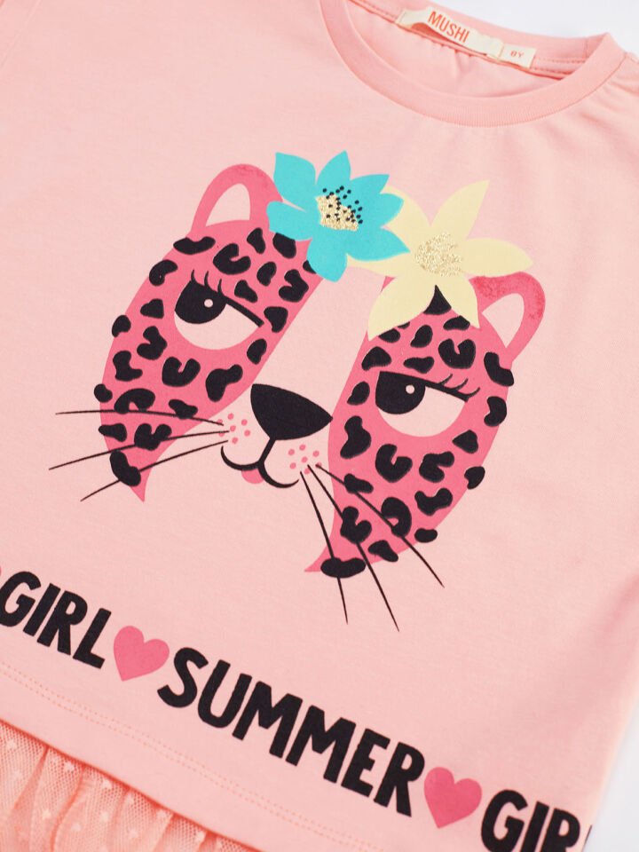 Summer Girl Kız Çocuk Tunik Tayt Takım 4 Y - Pembe, Siyah