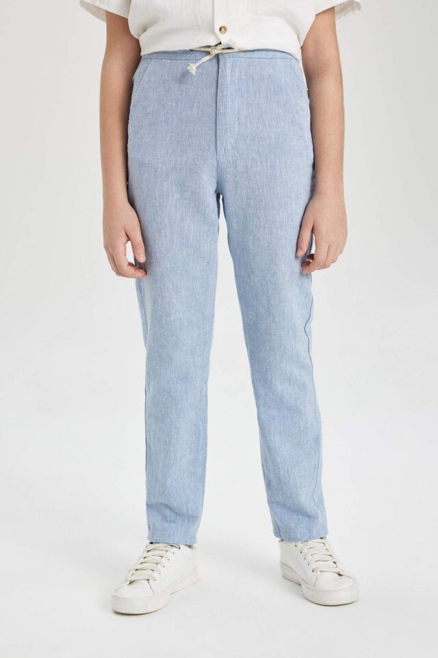 Erkek Çocuk Standart Paça Keten Karışımlı Pantolon