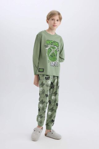 Erkek Çocuk Xbox Pijama Takımı Bisiklet Yaka Uzun Kollu Üst Beli Lastikli Uzun Alt