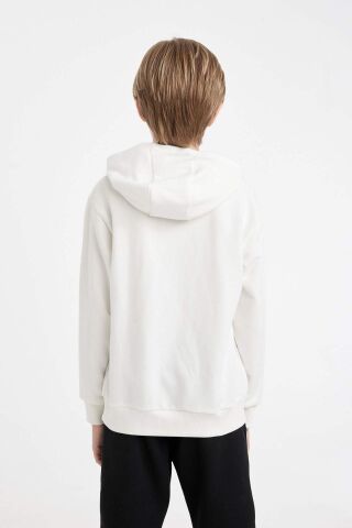 Erkek Çocuk Yazı Baskılı Kapüşonlu Sweatshirt