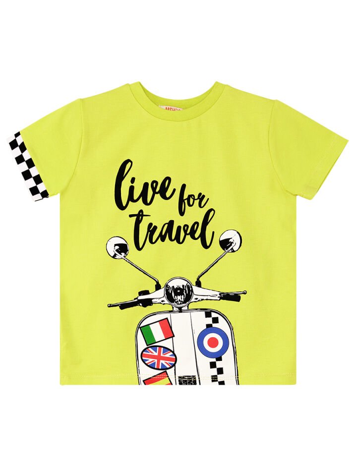 Motosiklet Turu Erkek Çocuk T-Shirt Şort Takım 10 Y - Yeşil, Haki