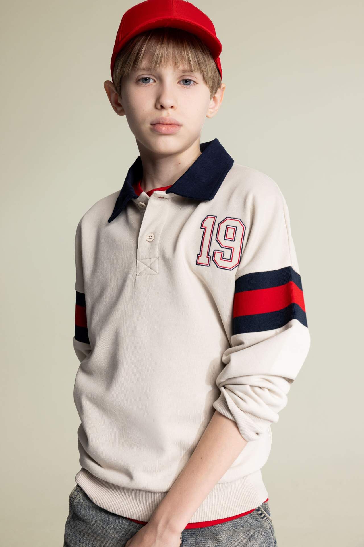 Erkek Çocuk Oversize Geniş Kalıp Polo Yaka Sweatshirt