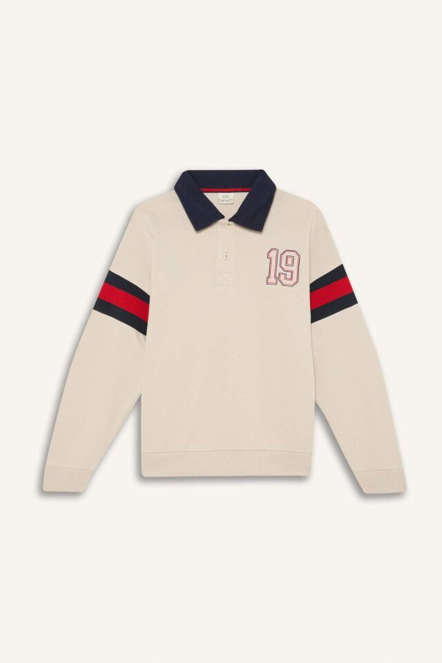 Erkek Çocuk Oversize Geniş Kalıp Polo Yaka Sweatshirt