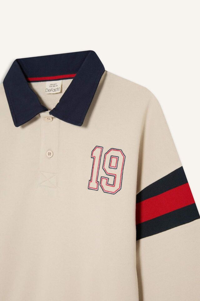 Erkek Çocuk Oversize Geniş Kalıp Polo Yaka Sweatshirt