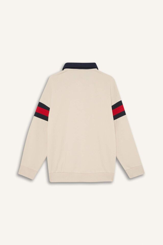 Erkek Çocuk Oversize Geniş Kalıp Polo Yaka Sweatshirt