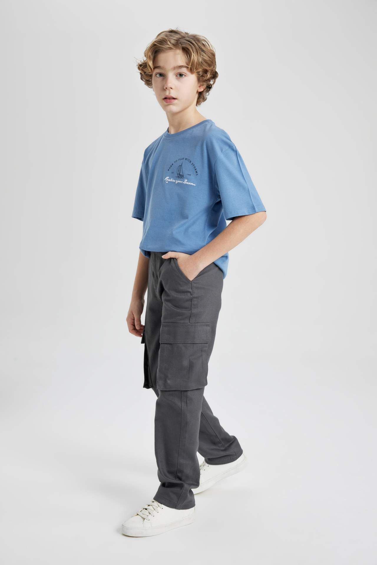 Erkek Çocuk Kargo Fit Standart Paça Twill Pantolon