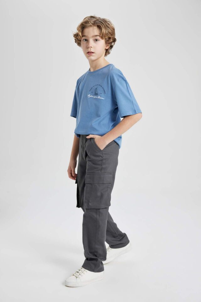 Erkek Çocuk Kargo Fit Standart Paça Twill Pantolon
