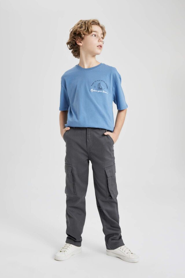 Erkek Çocuk Kargo Fit Standart Paça Twill Pantolon