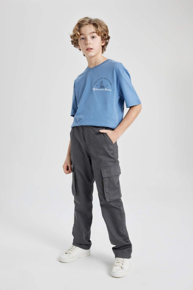 Erkek Çocuk Kargo Fit Standart Paça Twill Pantolon