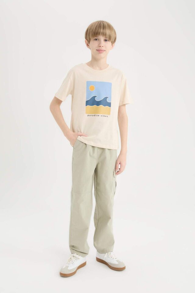 Erkek Çocuk Loose Fit Standart Paça Gofre Dokulu Pantolon