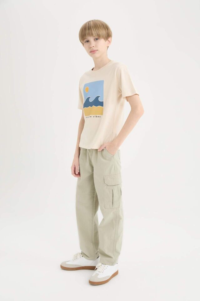 Erkek Çocuk Loose Fit Standart Paça Gofre Dokulu Pantolon